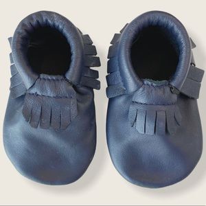 Navy Leather 12-18M Soft Sole Moccasins